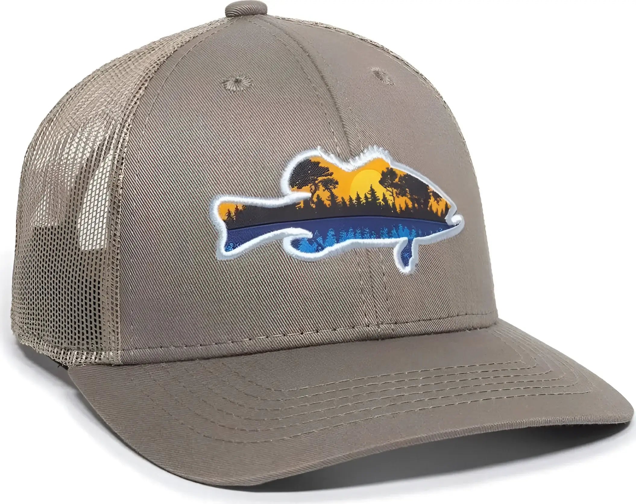 OC Sports BAS-032 Fishing Adjustable Mesh Back Cap - Khaki - Khaki / 6 7/8’’ - 7 1/2’’