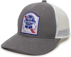 OC Sports BEER-024 Pabst Caps - Dark Gray White - Dark Gray White / 6 7/8’’ - 7 1/2’’