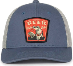 OC Sports BEER-030 Pabst Caps - Sea Blue Putty - Navy Light Gray / 6 7/8’’ - 7 1/2’’