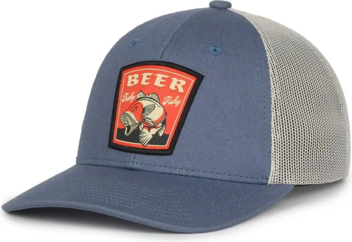 OC Sports BEER-030 Pabst Caps - Sea Blue Putty - Navy Light Gray / 6 7/8’’ - 7 1/2’’