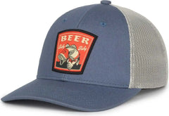 OC Sports BEER-030 Pabst Caps - Sea Blue Putty - Navy Light Gray / 6 7/8’’ - 7 1/2’’
