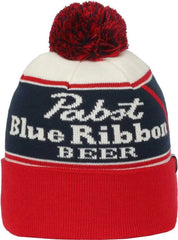 OC Sports BEER-032 Pabst Beanie with Pom - Red White Blue - Blue / OSFM