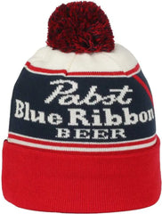 OC Sports BEER-032 Pabst Beanie with Pom - Red White Blue - Blue / OSFM