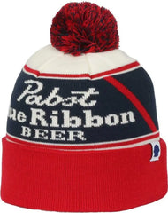 OC Sports BEER-032 Pabst Beanie with Pom - Red White Blue - Blue / OSFM
