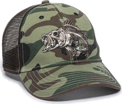 OC Sports BON-022 Fishing Adjustable Mesh Back Cap - Generic Camo Brown - Green Brown / 6 7/8’’ - 7 1/2’’