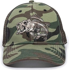 OC Sports BON-022 Fishing Adjustable Mesh Back Cap - Generic Camo Brown - Green Brown / 6 7/8’’ - 7 1/2’’