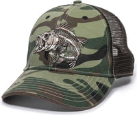 OC Sports BON-022 Fishing Adjustable Mesh Back Cap - Generic Camo Brown - Green Brown / 6 7/8’’ - 7 1/2’’