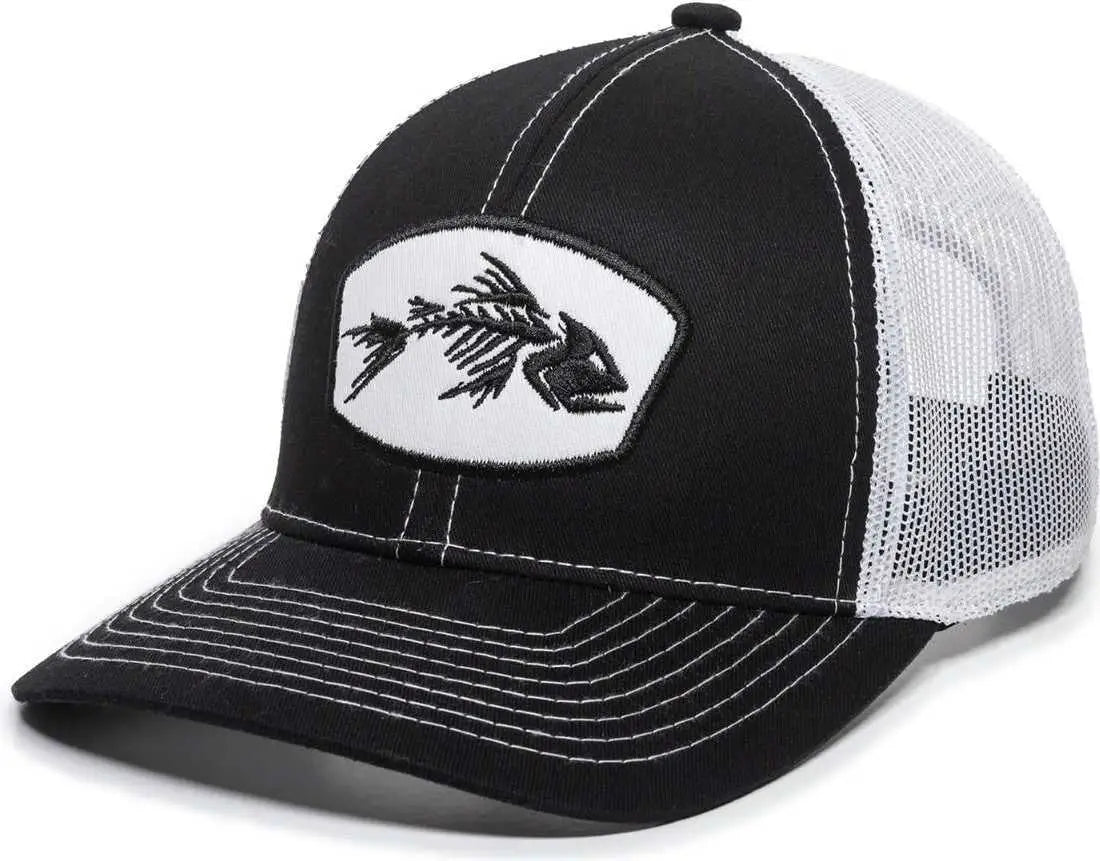 OC Sports BON-200 Bone Collection Mesh Back Cap - Black White - Black White / 6 7/8’’ - 7 1/2’’