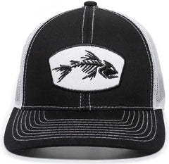 OC Sports BON-200 Bone Collection Mesh Back Cap - Black White - Black White / 6 7/8’’ - 7 1/2’’