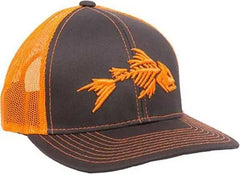 OC Sports BON-800 Fishing Adjustable Mesh Back Cap - Charcoal Neon Orange - Dark Gray Orange / 6 7/8’’ - 7 1/2’’