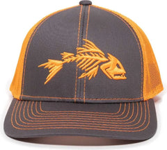OC Sports BON-800 Fishing Adjustable Mesh Back Cap - Charcoal Neon Orange - Dark Gray Orange / 6 7/8’’ - 7 1/2’’