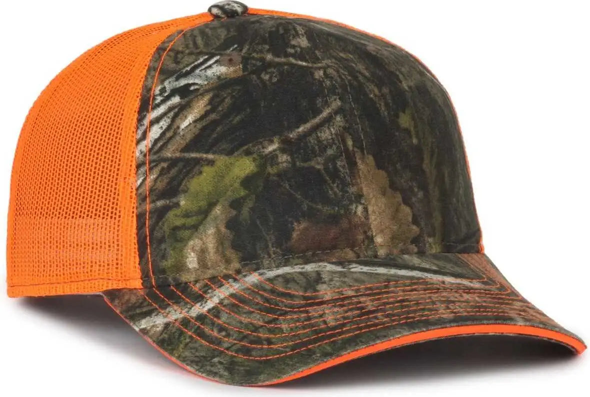 OC Sports CGWM-301 Adjustable Mesh Back Cap - Mossy Oak Country DNA Neon Orange - Mossy Oak Orange / OSFM