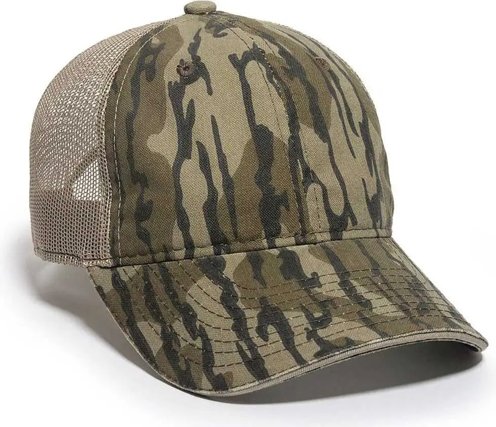 OC Sports CGWM-301 Adjustable Mesh Back Cap - Mossy Oak Original Bottomland Khaki - Mossy Oak Khaki / OSFM