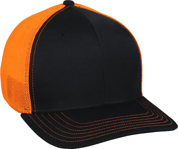 OC Sports CT120M Extra-flexible Slight Pre-curved Visor - Black Neon Orange - Black Orange / 6 3/4’’ - 7 1/8’’