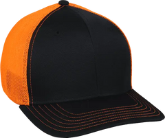 OC Sports CT120M Extra-flexible Slight Pre-curved Visor - Black Neon Orange - Black Orange / 6 3/4’’ - 7 1/8’’