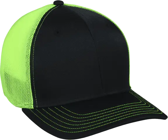 OC Sports CT120M Extra-flexible Slight Pre-curved Visor - Black Neon Yellow - Black Yellow / 6 3/4’’ - 7 1/8’’