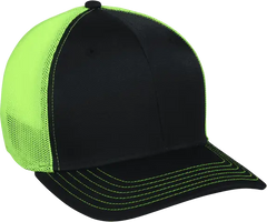 OC Sports CT120M Extra-flexible Slight Pre-curved Visor - Black Neon Yellow - Black Yellow / 6 3/4’’ - 7 1/8’’