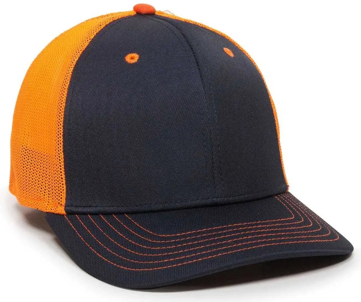 OC Sports CT120M Extra-flexible Slight Pre-curved Visor - Navy Neon Orange - Navy Orange / 6 3/4’’ - 7 1/8’’