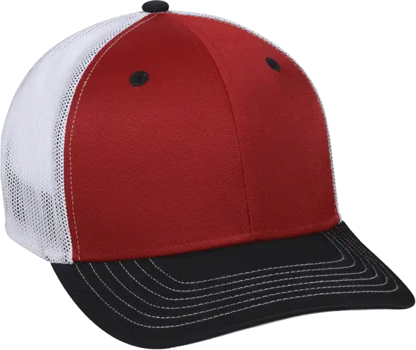 OC Sports CT120M Extra-flexible Slight Pre-curved Visor - Red White Black - Red Black / 6 3/4’’ - 7 1/8’’