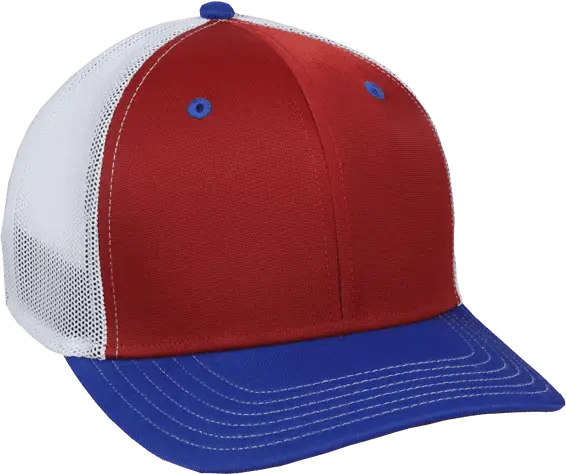 OC Sports CT120M Extra-flexible Slight Pre-curved Visor - Red White Royal - Red Royal / 6 3/4’’ - 7 1/8’’