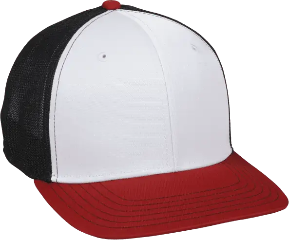 OC Sports CT120M Extra-flexible Slight Pre-curved Visor - White Black Red - White Red / 6 3/8’’ - 6 3/4’’