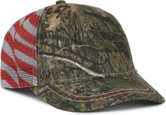 OC Sports CWF-400M Adjustable Mesh Back Cap - Mossy Oak Country DNA American Flag - Mossy Oak / OSFM