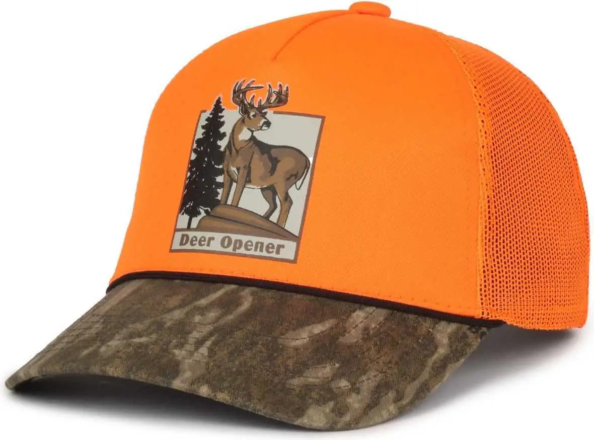 OC Sports DEER01 Deer Design Cap - Blaze Mossy Oak Bottomland - Blaze Mokky Oak / 6 7/8’’ - 7 1/2’’