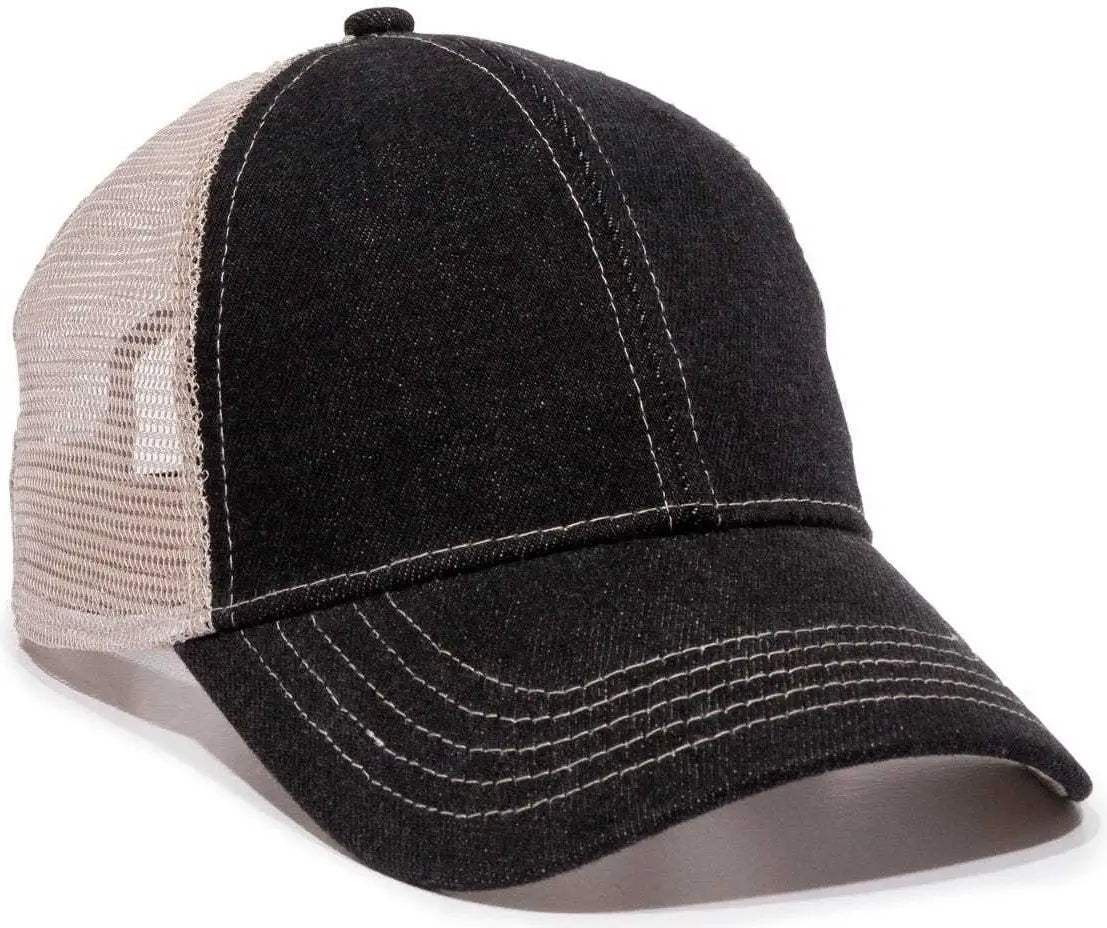 OC Sports DN-200M Adjustable Mesh Back Cap - Black Denim Putty - Black Sand / 6 7/8’’ - 7 1/2’’