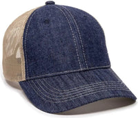 OC Sports DN-200M Adjustable Mesh Back Cap - Blue Denim Khaki - Blue Khaki / 6 7/8’’ - 7 1/2’’