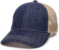 OC Sports DN-200M Adjustable Mesh Back Cap - Blue Denim Khaki - Blue Khaki / 6 7/8’’ - 7 1/2’’