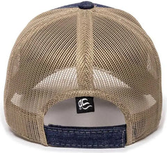 OC Sports DN-200M Adjustable Mesh Back Cap - Blue Denim Khaki - Blue Khaki / 6 7/8’’ - 7 1/2’’