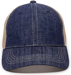 OC Sports DN-200M Adjustable Mesh Back Cap - Blue Denim Khaki - Blue Khaki / 6 7/8’’ - 7 1/2’’