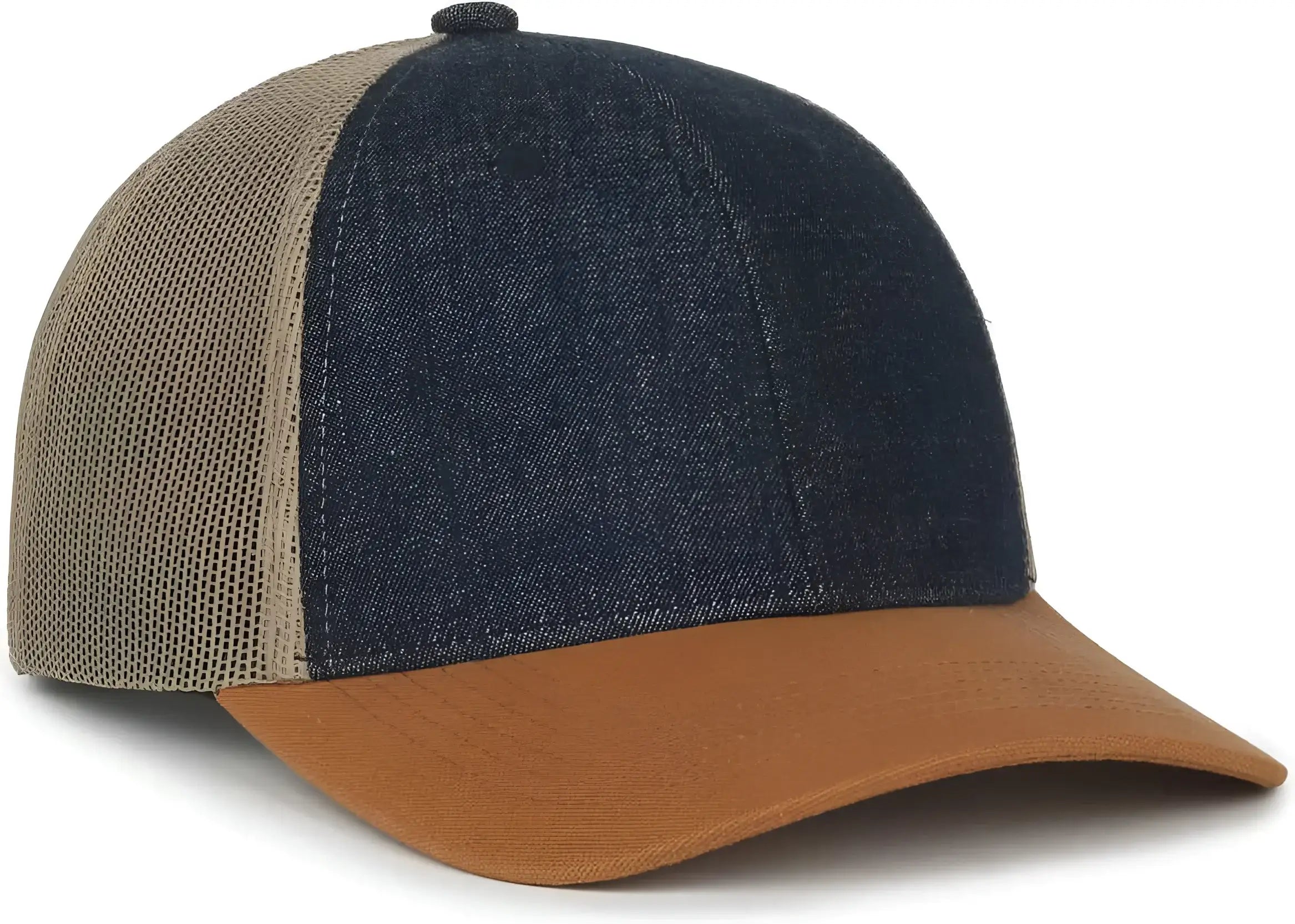 OC Sports FFA-DNM FFA Denim Trucker Cap - Dark Blue Khaki Brown - Brown / OSFM