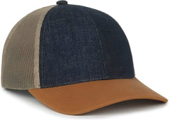OC Sports FFA-DNM FFA Denim Trucker Cap - Dark Blue Khaki Brown - Brown / OSFM