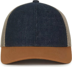 OC Sports FFA-DNM FFA Denim Trucker Cap - Dark Blue Khaki Brown - Brown / OSFM