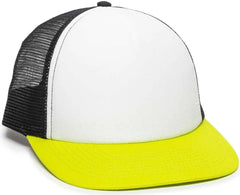 OC Sports FOM-100 Adjustable Mesh Back Cap - White Black Neon Yellow - White Yellow / 6 7/8’’ - 7 1/2’’