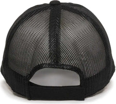 OC Sports FWT-130 Garment Wash Mesh Back Baseball Cap - Black - Black / 6 7/8’’ - 7 1/2’’