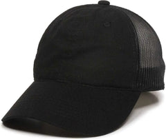 OC Sports FWT-130 Garment Wash Mesh Back Baseball Cap - Black - Black / 6 7/8’’ - 7 1/2’’