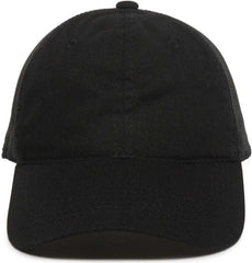 OC Sports FWT-130 Garment Wash Mesh Back Baseball Cap - Black - Black / 6 7/8’’ - 7 1/2’’