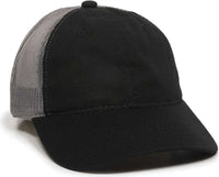 OC Sports FWT-130 Garment Wash Mesh Back Baseball Cap - Black Dark Gray - Black Dark Gray / 6 7/8’’ - 7 1/2’’