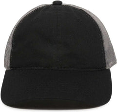 OC Sports FWT-130 Garment Wash Mesh Back Baseball Cap - Black Dark Gray - Black Dark Gray / 6 7/8’’ - 7 1/2’’