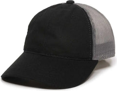 OC Sports FWT-130 Garment Wash Mesh Back Baseball Cap - Black Dark Gray - Black Dark Gray / 6 7/8’’ - 7 1/2’’