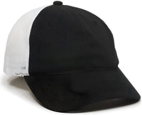 OC Sports FWT-130 Garment Wash Mesh Back Baseball Cap - Black White - Black White / 6 3/8’’ - 7’’