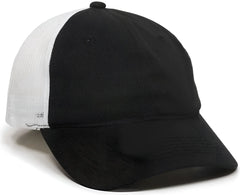 OC Sports FWT-130 Garment Wash Mesh Back Baseball Cap - Black White - Black White / 6 3/8’’ - 7’’