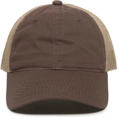 OC Sports FWT-130 Garment Wash Mesh Back Baseball Cap - Brown Tan - Brown Tan / 6 7/8’’ - 7 1/2’’