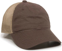 OC Sports FWT-130 Garment Wash Mesh Back Baseball Cap - Brown Tan - Brown Tan / 6 7/8’’ - 7 1/2’’