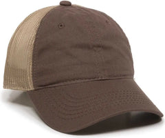 OC Sports FWT-130 Garment Wash Mesh Back Baseball Cap - Brown Tan - Brown Tan / 6 7/8’’ - 7 1/2’’