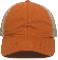 OC Sports FWT-130 Garment Wash Mesh Back Baseball Cap - Bt Orange Tan - Burnt Orange Tan / 6 7/8’’ - 7 1/2’’