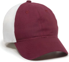 OC Sports FWT-130 Garment Wash Mesh Back Baseball Cap - Burgundy White - Maroon White / 6 3/8’’ - 7’’