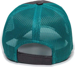 OC Sports FWT-130 Garment Wash Mesh Back Baseball Cap - Charcoal Aqua - Dark Gray Aqua / Adult